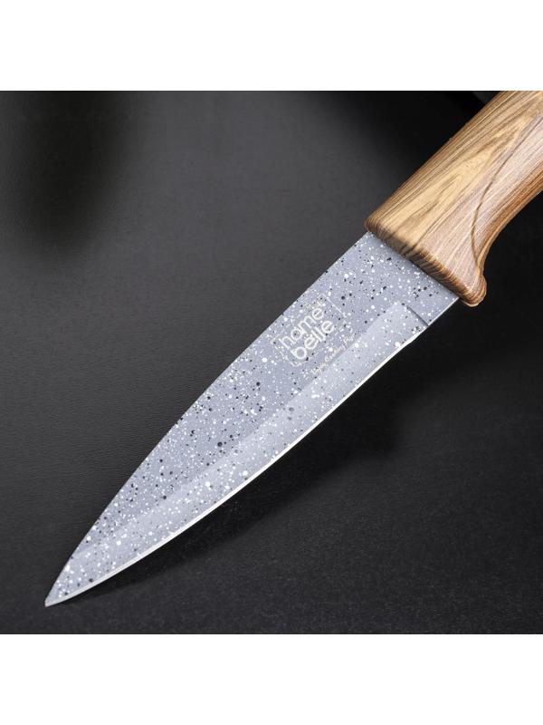 Нож с антиналипающим покрытием Доляна «Гранит», лезвие 9 см, цвет серо-коричневый