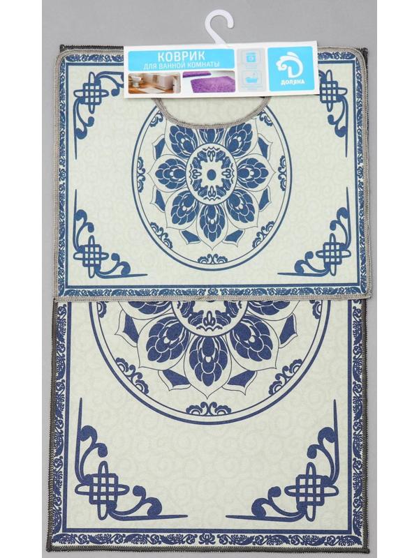 Набор ковриков для ванной и туалета Доляна «Адиса», 2 шт: 50×78 см, 40×50 см, цвет синий