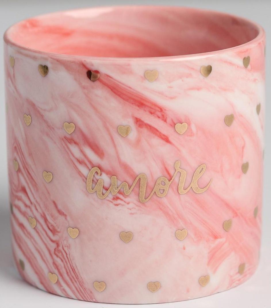 Керамическое кашпо с тиснением «Сердца», 8 х 7,5 см
