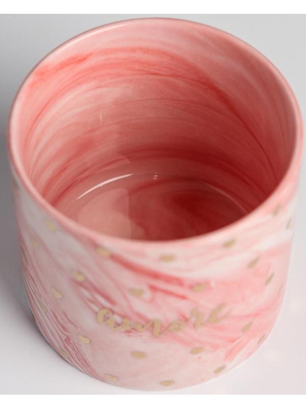 Керамическое кашпо с тиснением «Сердца», 8 х 7,5 см