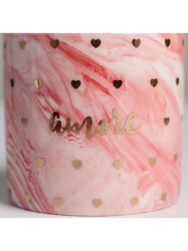 Керамическое кашпо с тиснением «Сердца», 8 х 7,5 см