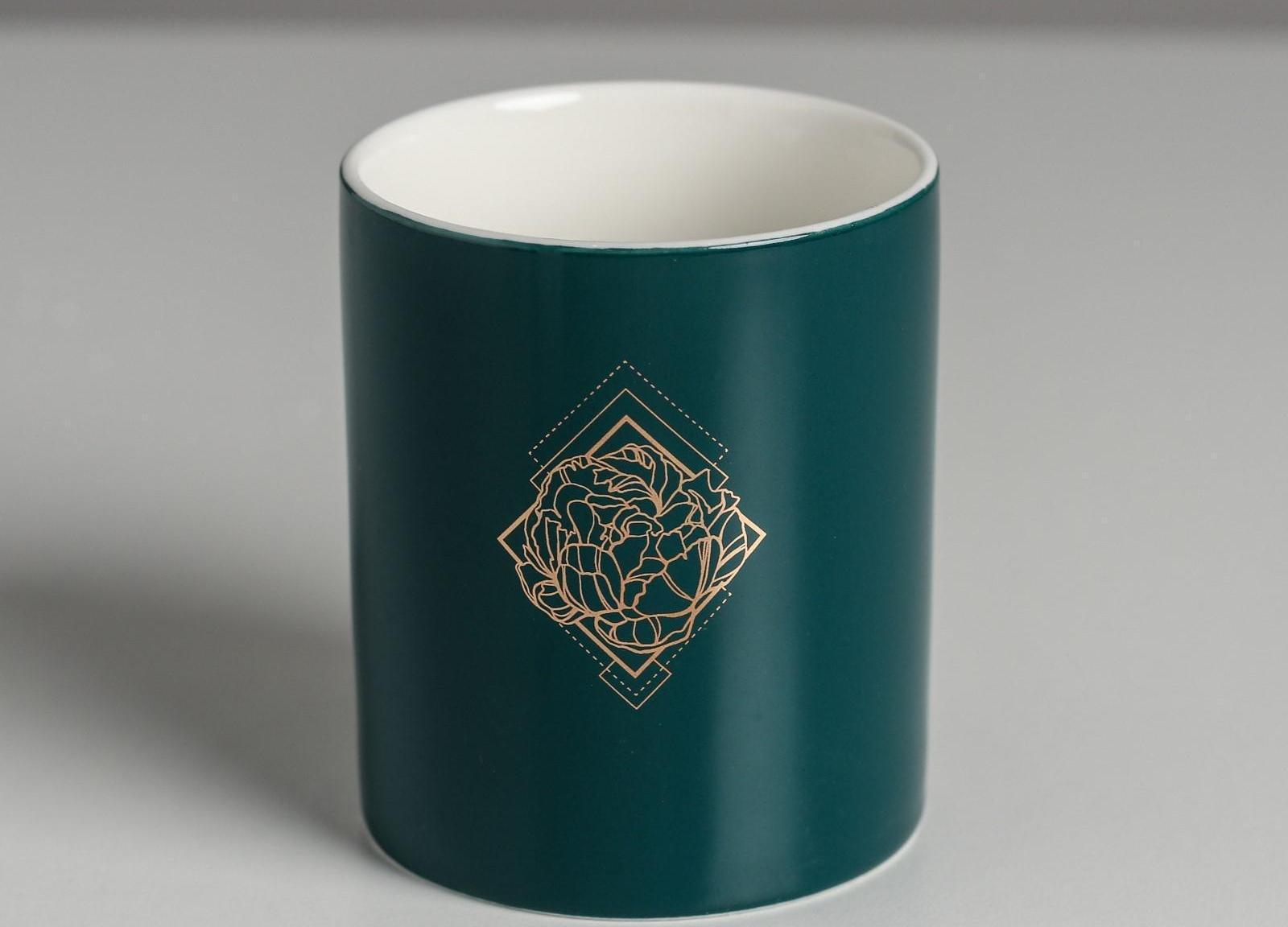 Керамическое кашпо с тиснением «Роза», 8 х 9,5 см