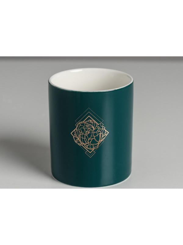 Керамическое кашпо с тиснением «Роза», 8 х 9,5 см