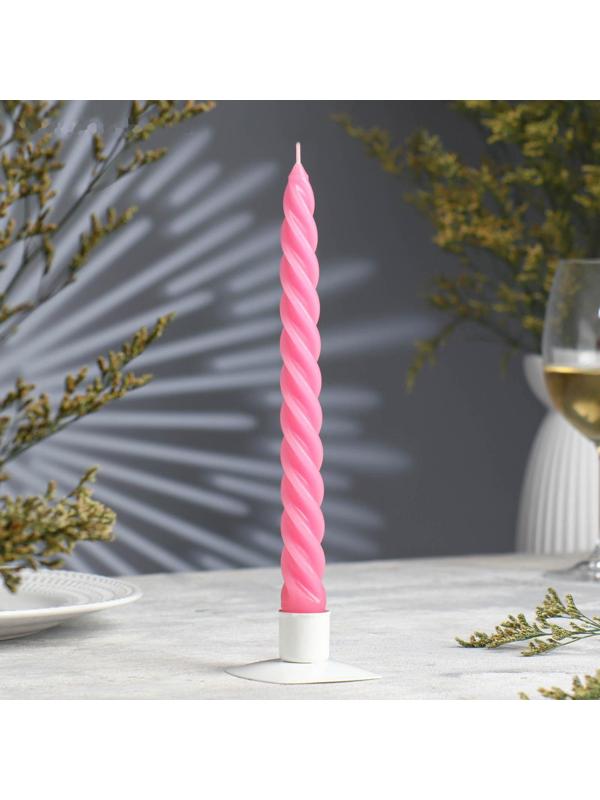 Свеча витая, 2,3х 24,5 см, 5 ч, 50 г, тёмно-розовая