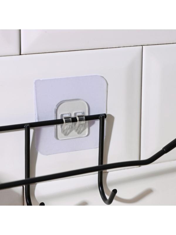 Держатель для кухонных принадлежностей настенный Доляна, 5 крючков, 28×8×8 см, цвет чёрный