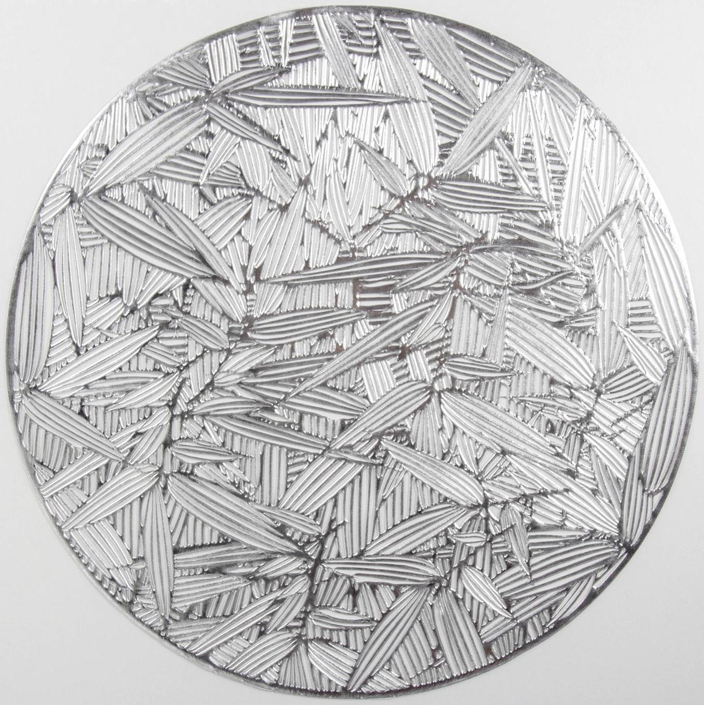 Набор салфеток сервировочных на стол Доляна «Листья», d=38 см, 4 шт, цвет серебряный