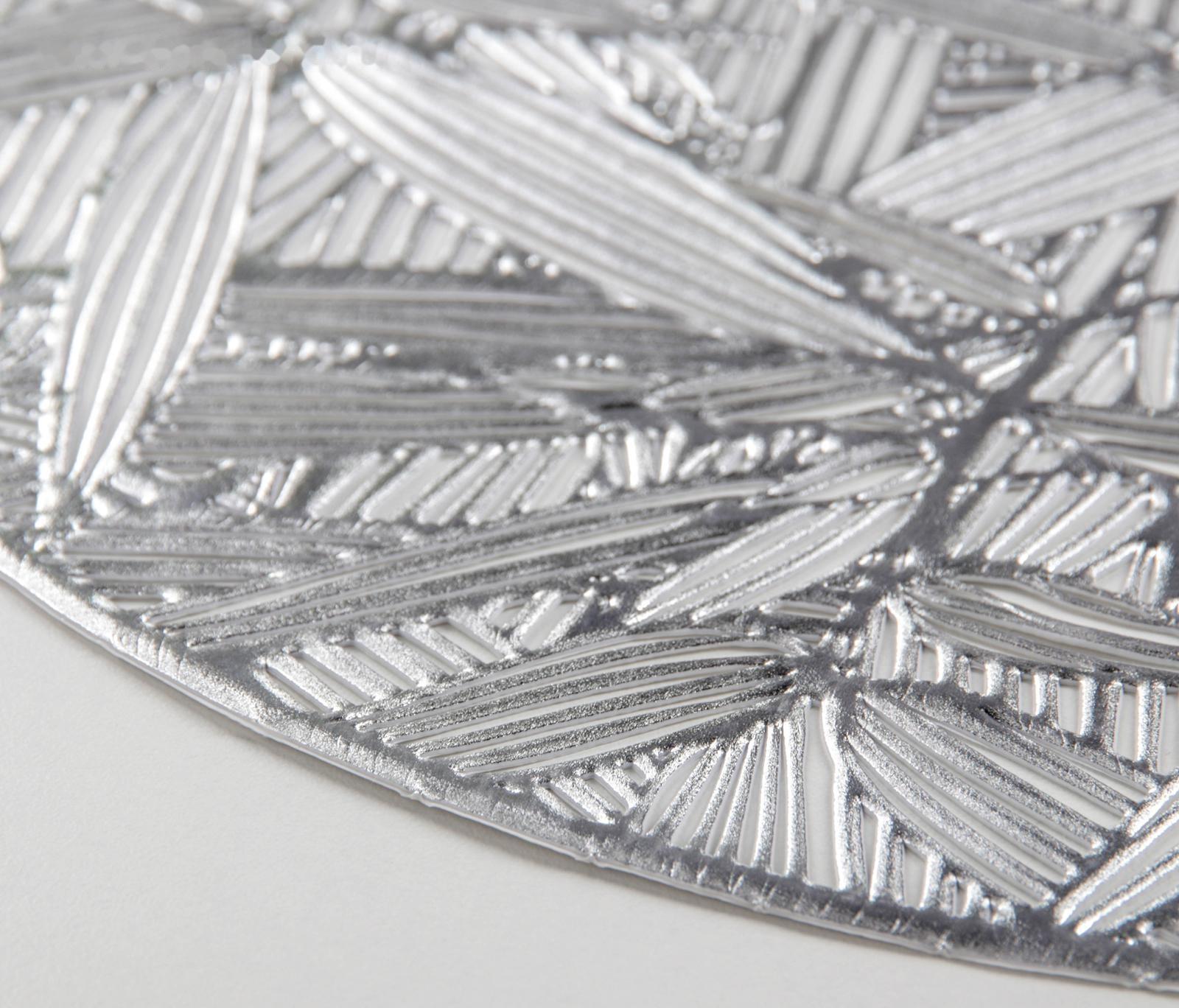 Набор салфеток сервировочных на стол Доляна «Листья», d=38 см, 4 шт, цвет серебряный