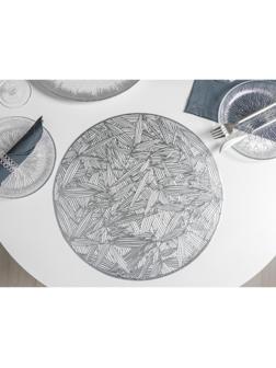 Набор салфеток сервировочных на стол Доляна «Листья», d=38 см, 4 шт, цвет серебряный