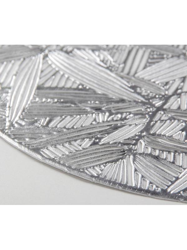 Набор салфеток сервировочных на стол Доляна «Листья», d=38 см, 4 шт, цвет серебряный