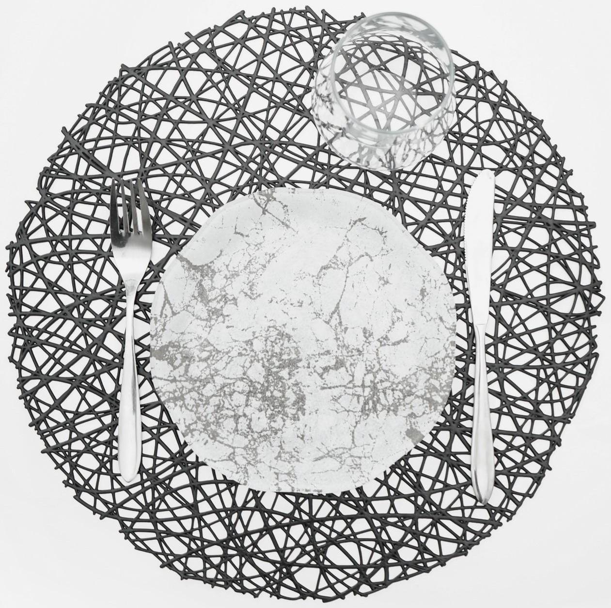 Набор салфеток сервировочных на стол Доляна «Паутинка», d=38 см, 4 шт, цвет чёрный