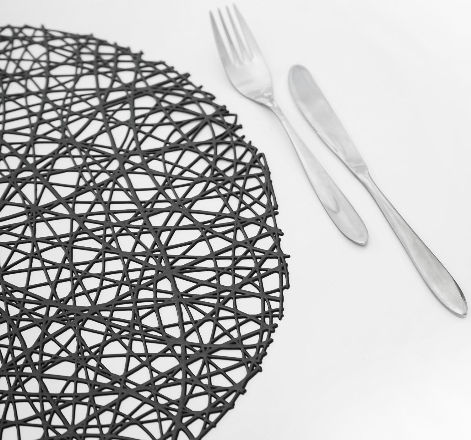 Набор салфеток сервировочных на стол Доляна «Паутинка», d=38 см, 4 шт, цвет чёрный