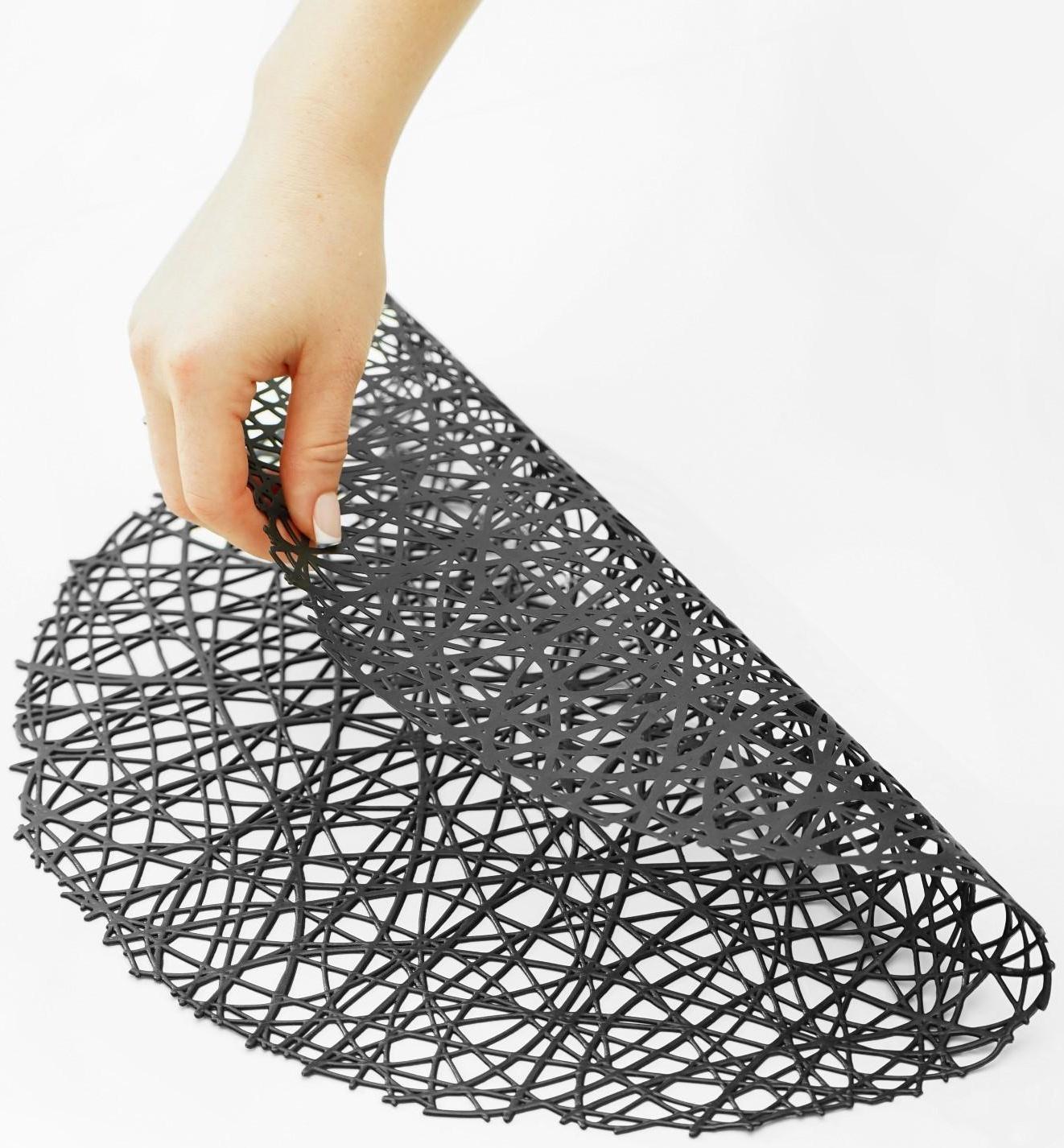 Набор салфеток сервировочных на стол Доляна «Паутинка», d=38 см, 4 шт, цвет чёрный