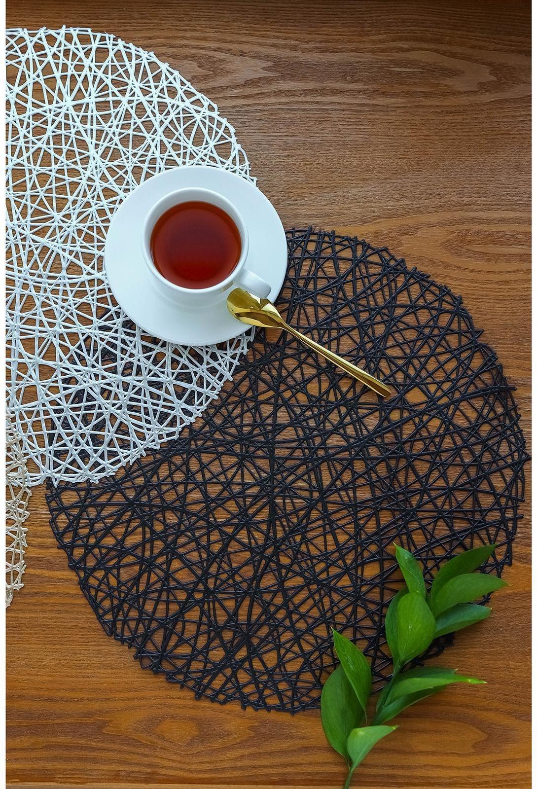 Набор салфеток сервировочных на стол Доляна «Паутинка», d=38 см, 4 шт, цвет чёрный