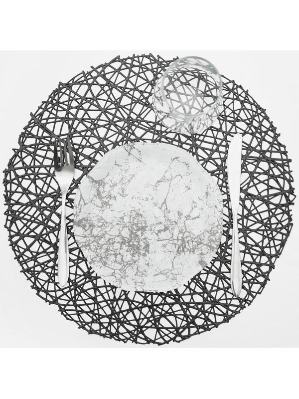 Набор салфеток сервировочных на стол Доляна «Паутинка», d=38 см, 4 шт, цвет чёрный