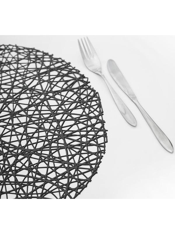 Набор салфеток сервировочных на стол Доляна «Паутинка», d=38 см, 4 шт, цвет чёрный