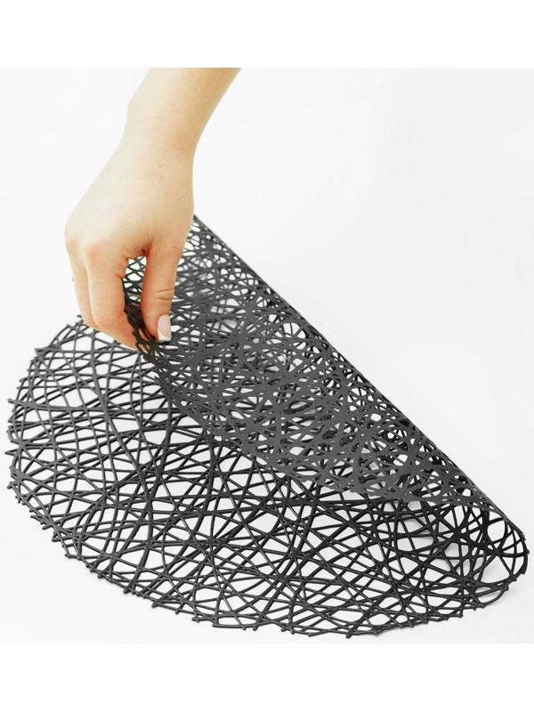 Набор салфеток сервировочных на стол Доляна «Паутинка», d=38 см, 4 шт, цвет чёрный