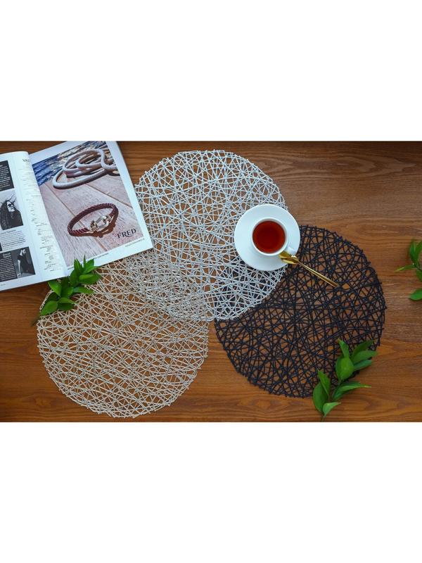 Набор салфеток сервировочных на стол Доляна «Паутинка», d=38 см, 4 шт, цвет чёрный