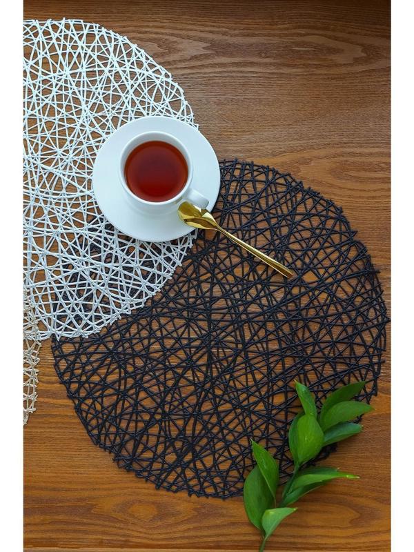 Набор салфеток сервировочных на стол Доляна «Паутинка», d=38 см, 4 шт, цвет чёрный