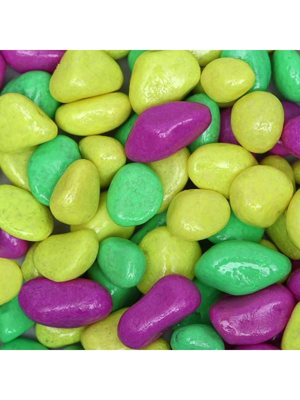 Галька декоративная, флуоресцентнная микс: лимонный, зеленый, пурпурный, 350 г, фр.8-12 мм