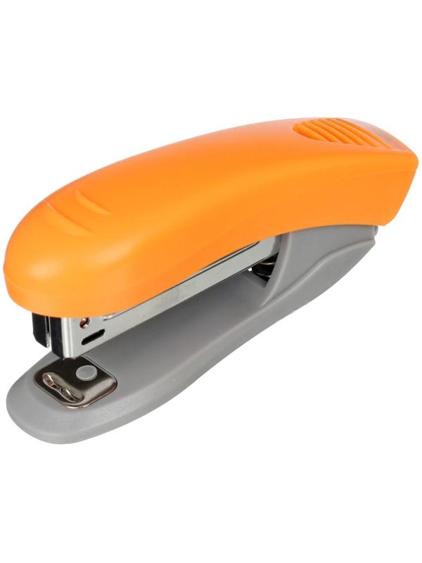Степлер №10, до 10 листов, deVENTE, пластиковый корпус, встроенный антистеплер, неоновый оранжевый