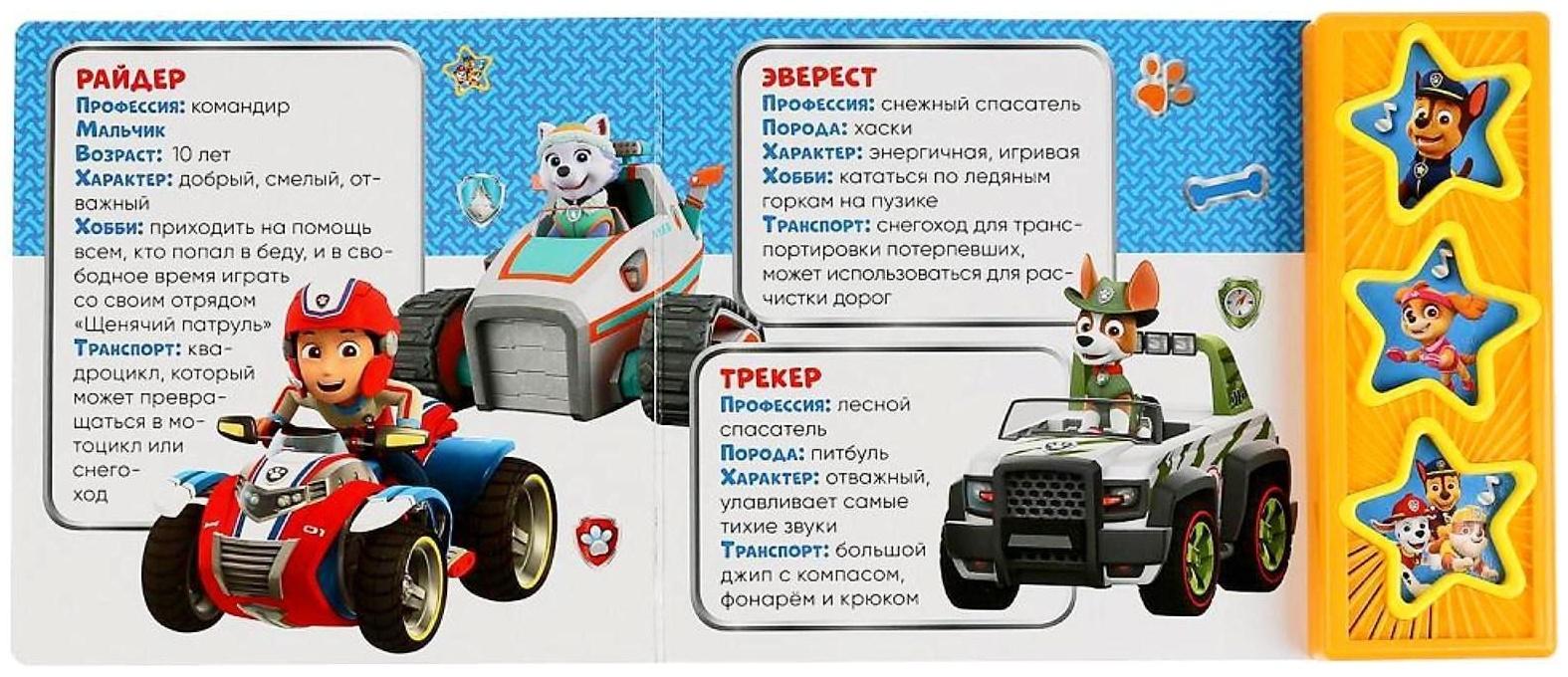 Книга музыкальная «Щенки-спасатели» 3 музыкальных кнопки, 6 карт, страниц