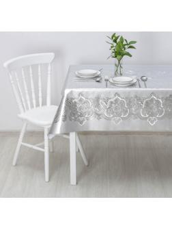 Клеёнка столовая на тканевой основе, рулон 20 метров, ширина 137 см, цвет серебряный