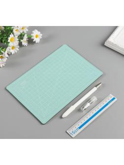 Набор инструментов для творчества: мат А5, нож + 12 лезвий + линейка 15 см