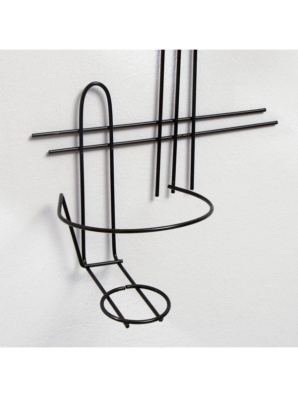 Подвес для кашпо настенный «Прямая-2», d = 16 см, чёрный