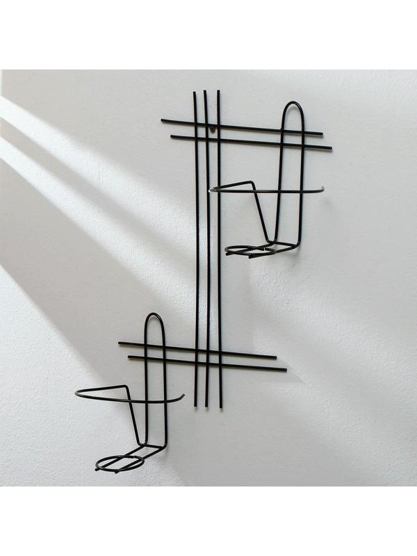 Подвес для кашпо настенный «Прямая-2», d = 16 см, чёрный