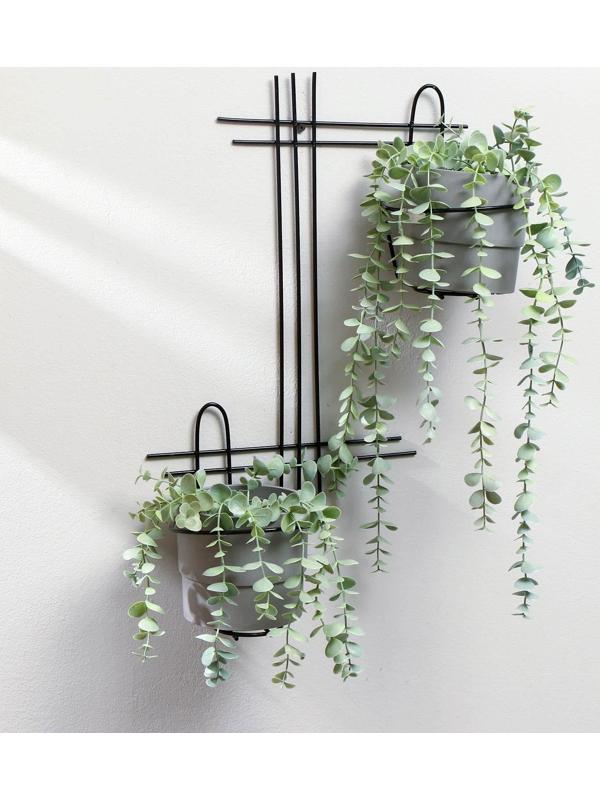 Подвес для кашпо настенный «Прямая-2», d = 16 см, чёрный