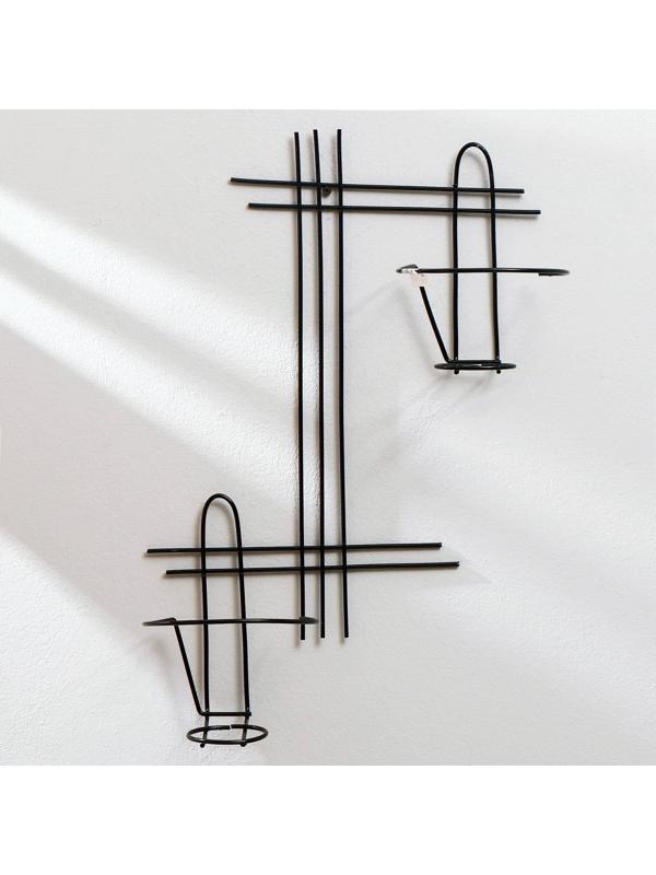 Подвес для кашпо настенный «Прямая-2», d = 16 см, чёрный