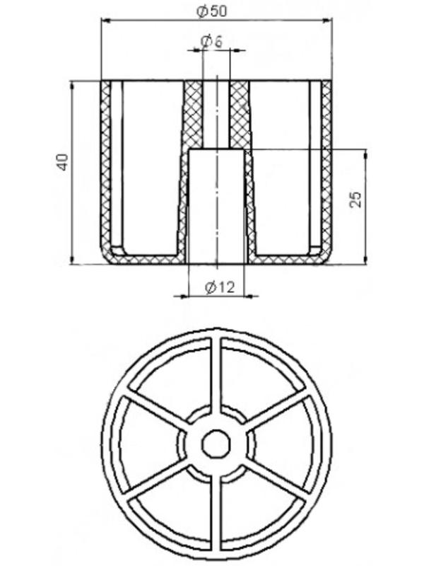 Опора ТУНДРА под шуруп №4/2, Н=40 мм, черная
