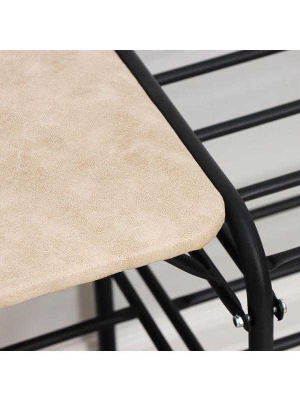 Подставка для обуви с сиденьем «Дубль», 3 полки, замша, цвет чёрный