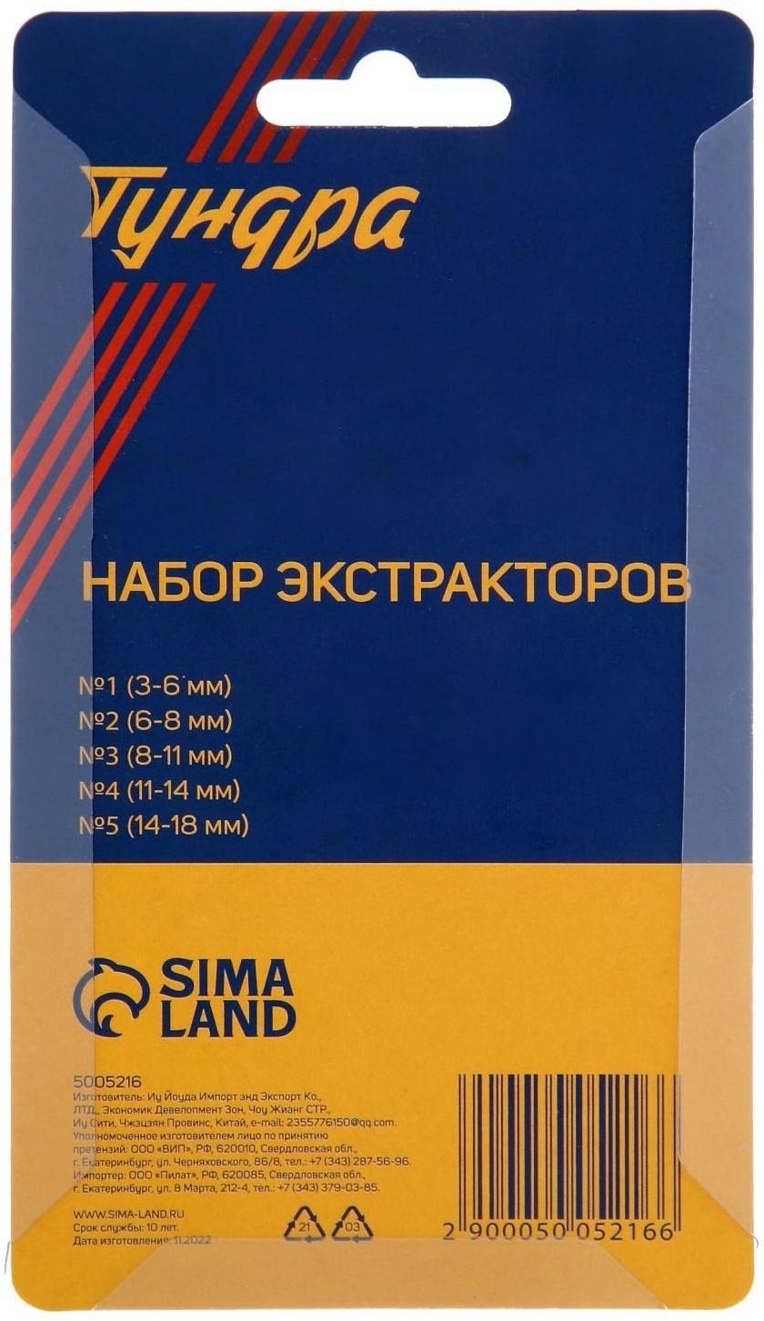 Набор экстракторов ТУНДРА, 5 шт., левая резьба