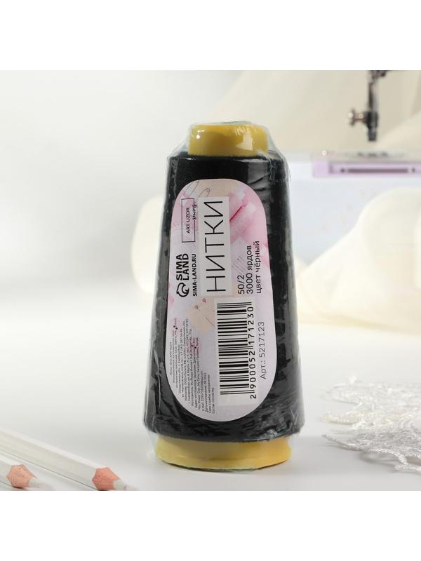 Нитки 50/2, 2700 м, цвет чёрный