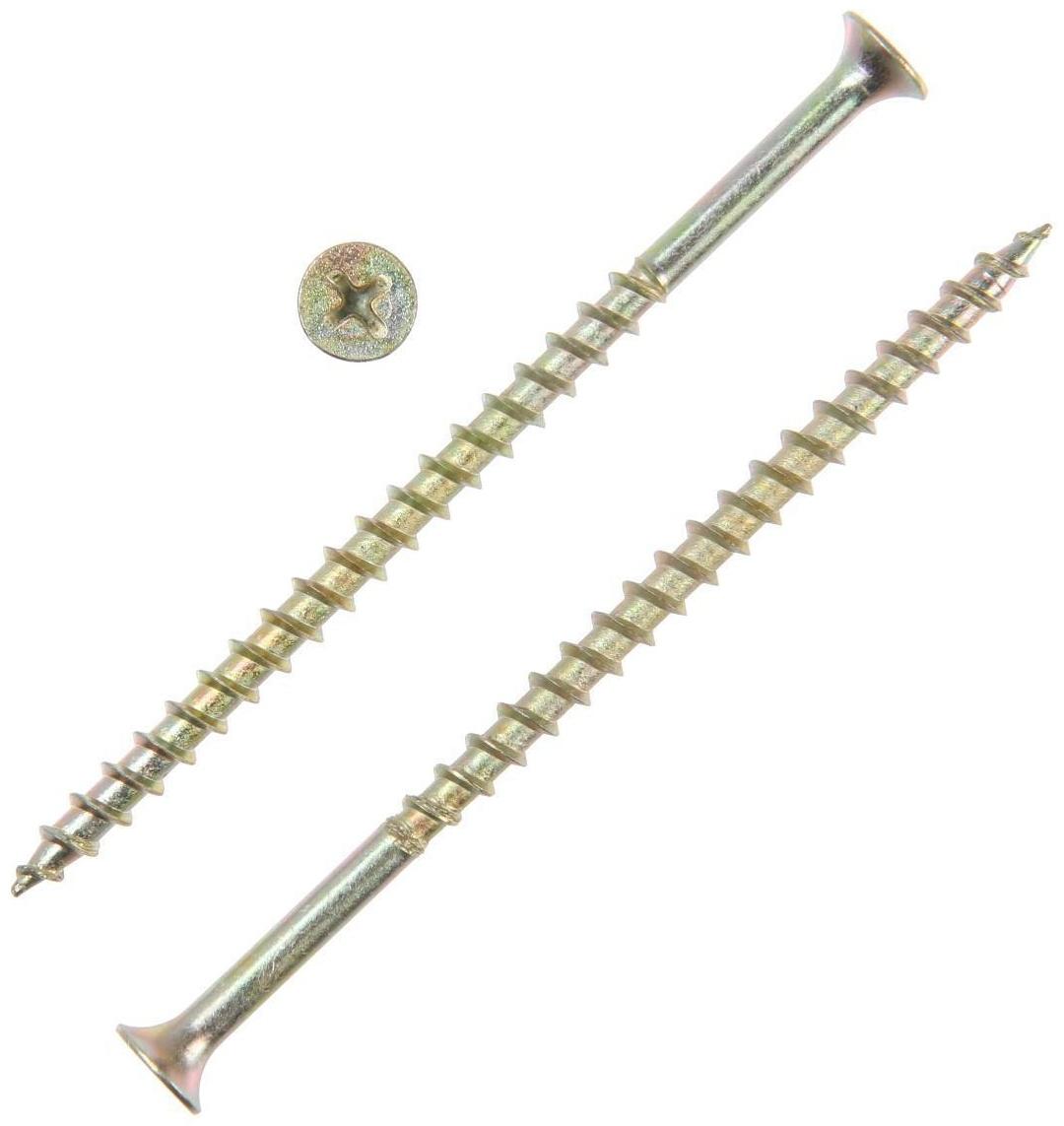 Саморез 4.2х89(90) мм ТУНДРА PREMIUM, потай, крупная резьба, шлиц PH, желтый цинк, 1 кг