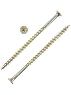 Саморез 4.2х89(90) мм ТУНДРА PREMIUM, потай, крупная резьба, шлиц PH, желтый цинк, 1 кг