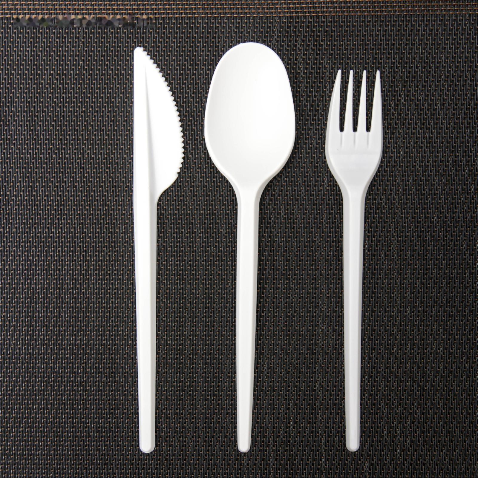 Набор одноразовых столовых приборов 5 в 1: вилка, ложка, нож, салфетка, зубочистка, цвет белый