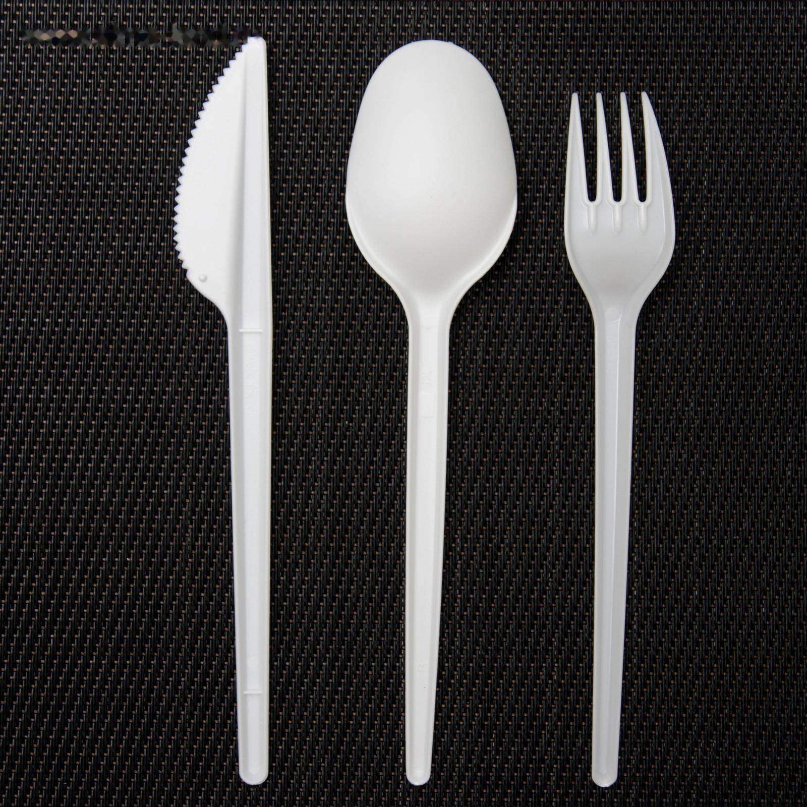 Набор одноразовых столовых приборов 5 в 1: вилка, ложка, нож, салфетка, зубочистка, цвет белый
