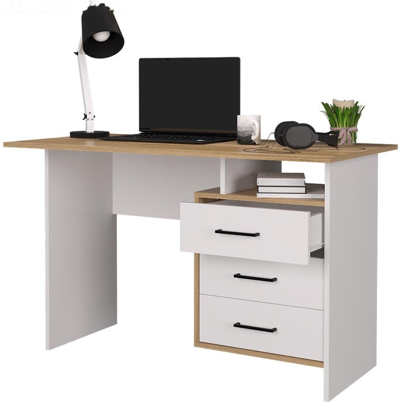 Стол компьютерный Лайт,  1200х750х600, Дуб золотой/белый