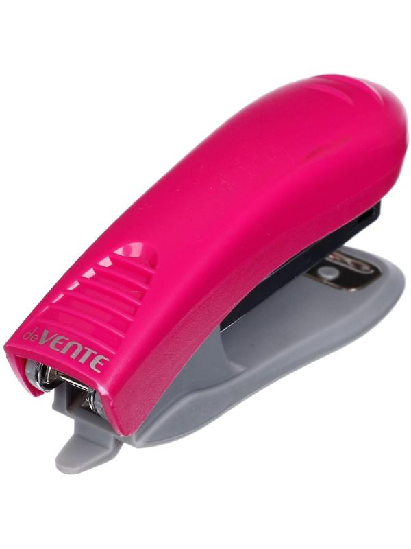 Cтеплер №10, на 10 листов, deVENTE Neon, пластиковый корпус, встроенный антистеплер, неон розовый