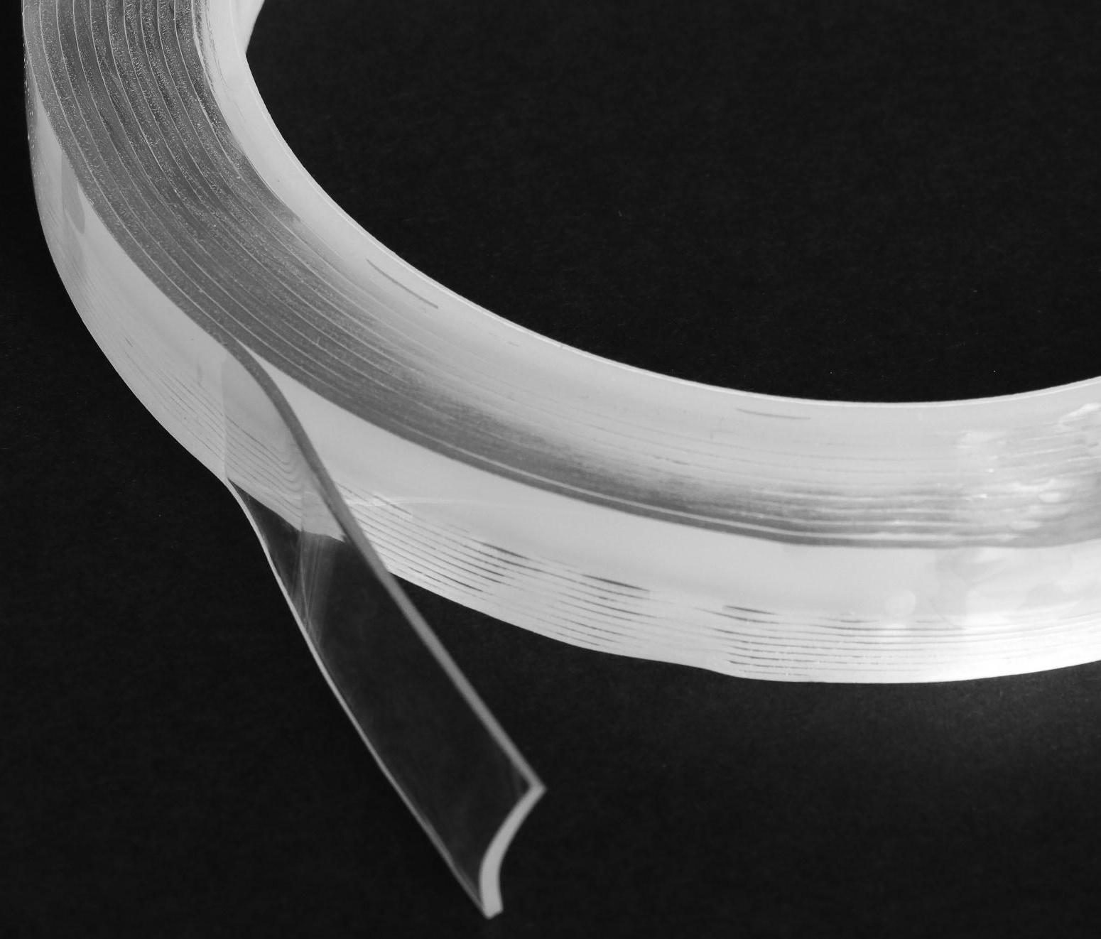 Клейкая нано лента TORSO, прозрачная, двусторонняя, акриловая 10 мм × 3 м