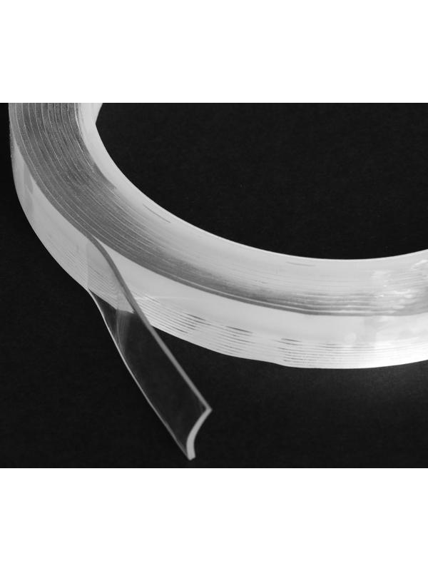 Клейкая нано лента TORSO, прозрачная, двусторонняя, акриловая 10 мм × 3 м