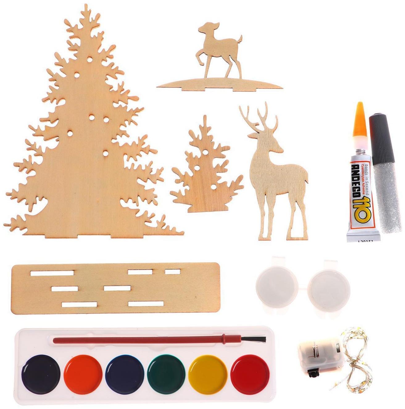 Набор для творчества 3д картина - ночник «Олени в лесу»