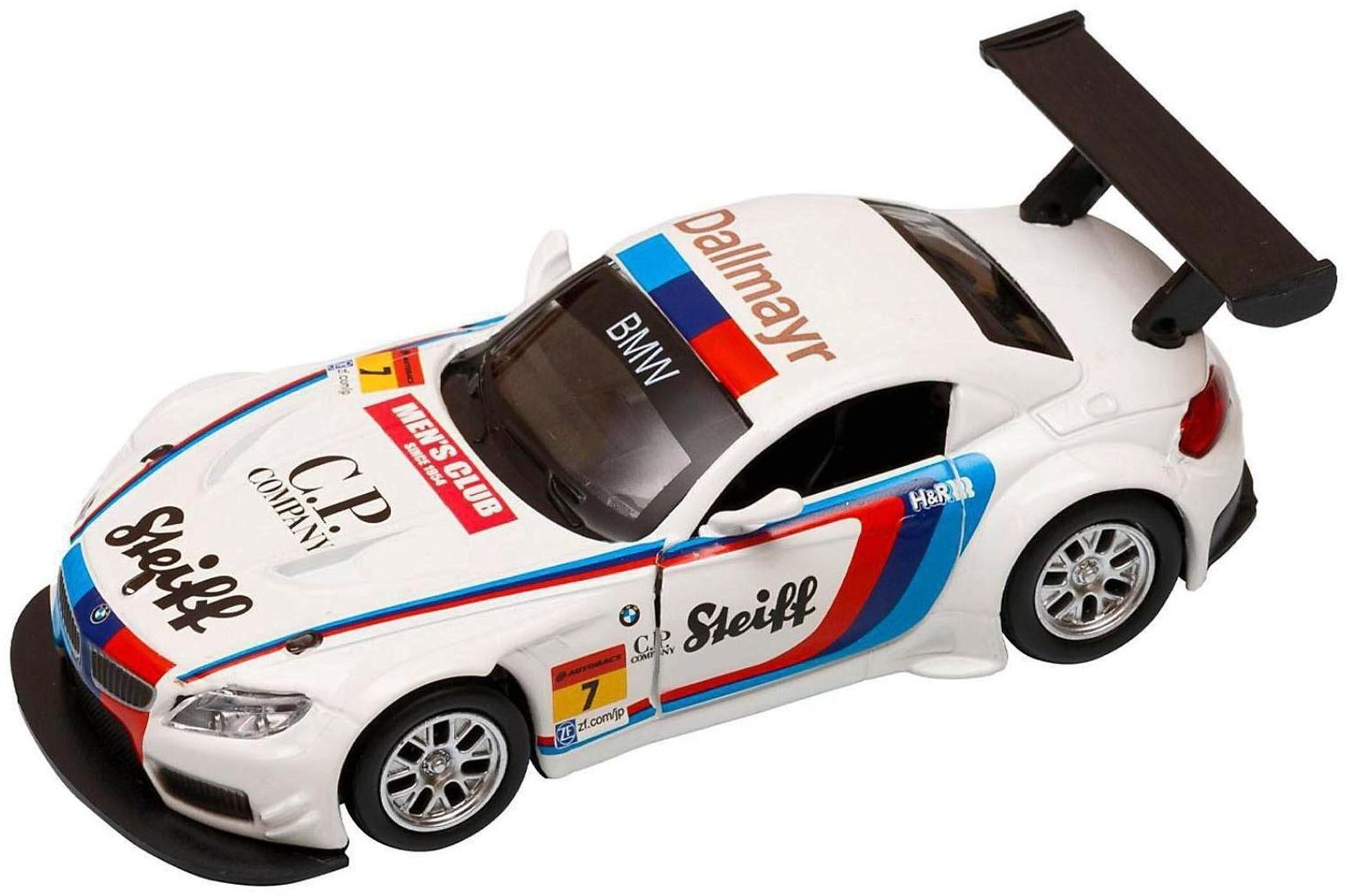 Машина металлическая BMW Z4 GT3 1:38, инерция, открываются двери, цвет белый