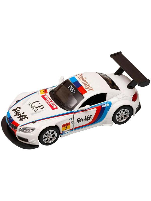 Машина металлическая BMW Z4 GT3 1:38, инерция, открываются двери, цвет белый