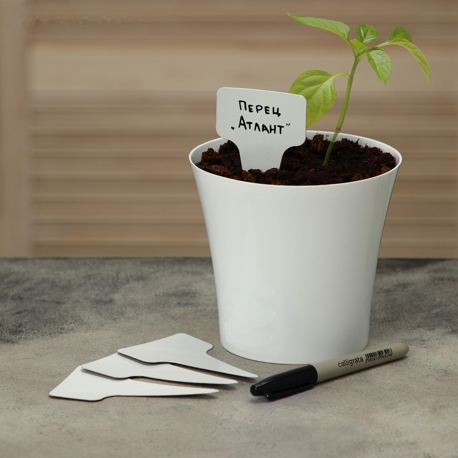 Ярлыки садовые для маркировки, 10 см, с маркером, набор 25 шт., пластик, МИКС