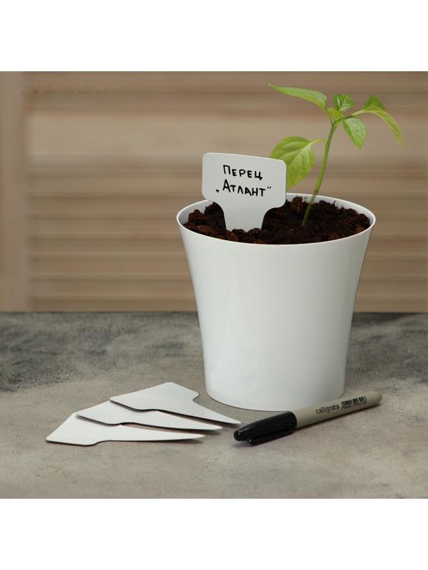 Ярлыки садовые для маркировки, 10 см, с маркером, набор 25 шт., пластик, МИКС