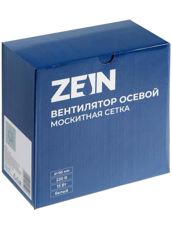 Вентилятор вытяжной ZEIN LOF-01, d=100 мм, 220 В, 15 Вт, москитная сетка, белый