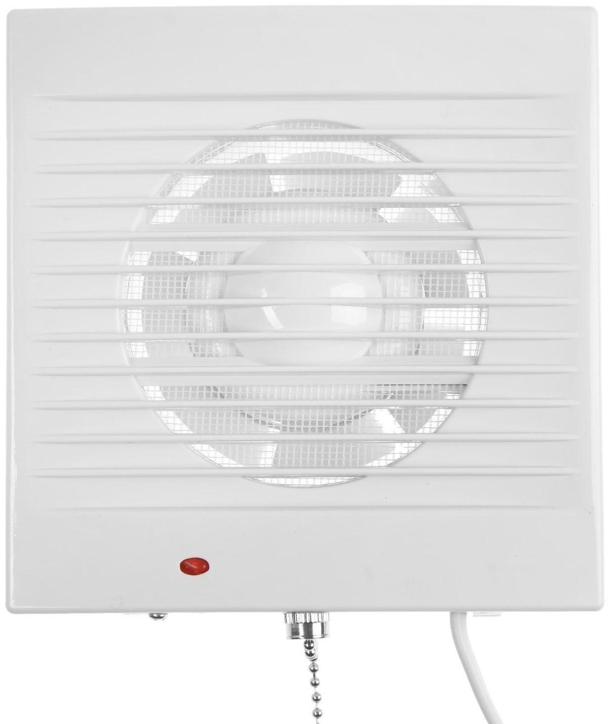 Вентилятор вытяжной ZEIN LOF-03, d=100 мм, 220 В, 15 Вт, сетка, шнурковый выключатель, белый